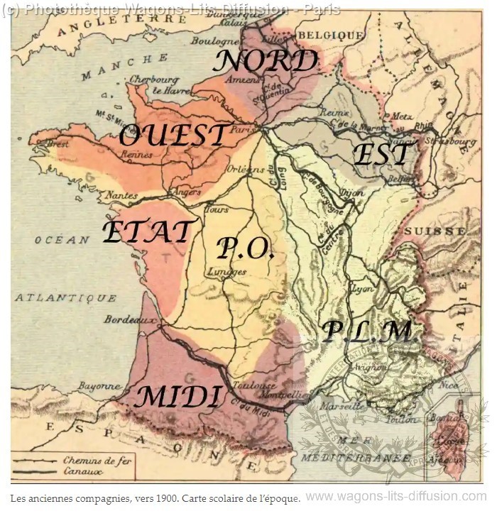 Plm carte des reseaux francais en 1900