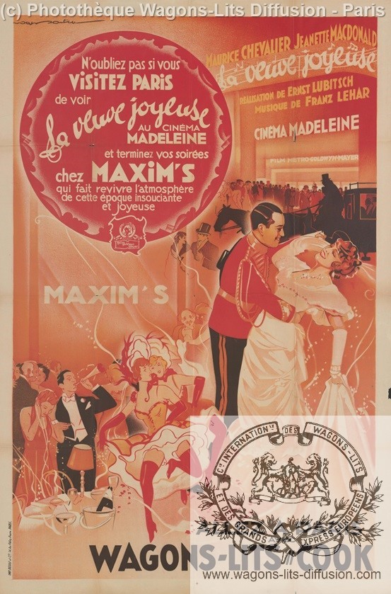 Wl affiche film la veuve joyeuse allez en wagons lits cook maxim s paris 1935