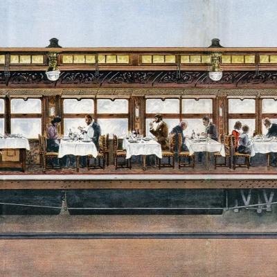 Wl coupe interieur vr restaurant orient express teck vers 1900