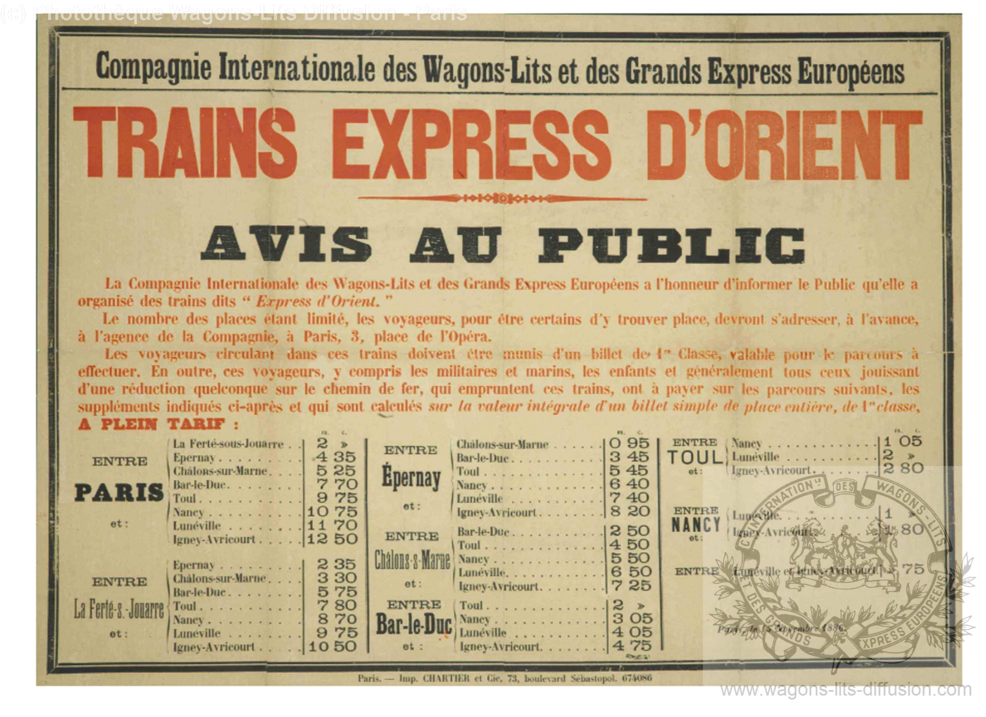 Wl express d orient avis 1883