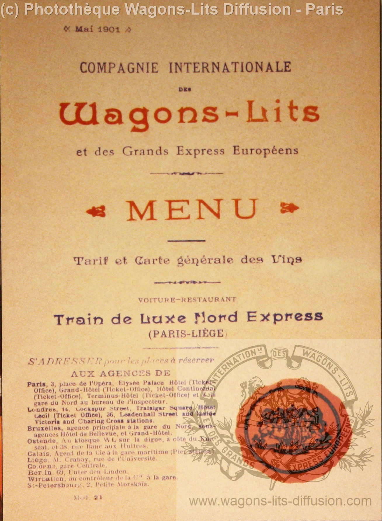 Wl menu nord express 1902