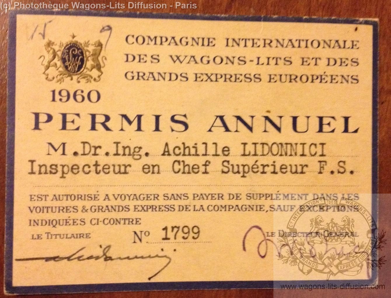 Wl permis circulation 1960